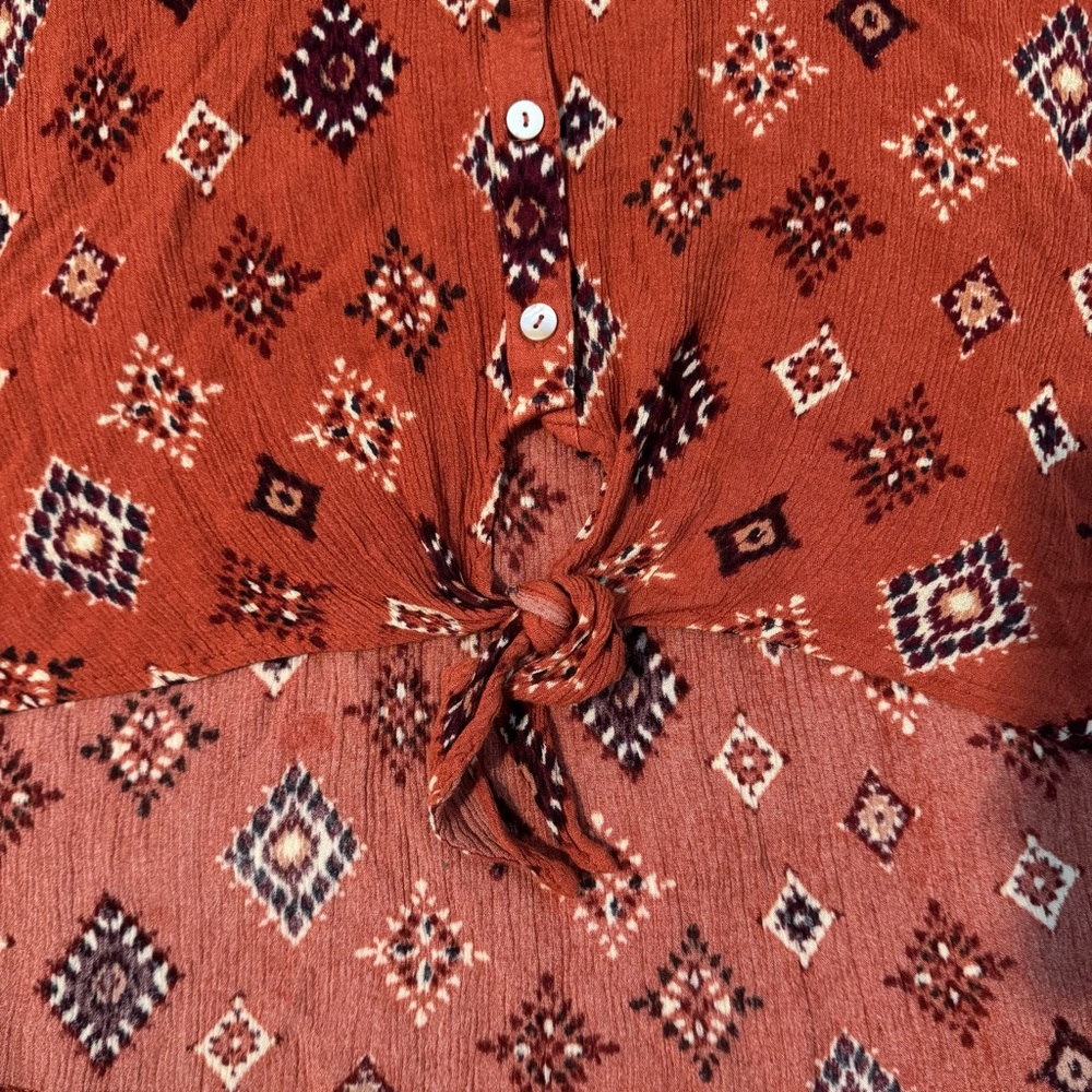 Chelsea & Violet Boho Rust Patterned Top - Picture 4 of 6
